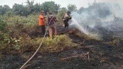 Polisi Bersama MPA Padamkan Karhutla di Desa Sungai Pinang, Api Berhasil Dikendalikan