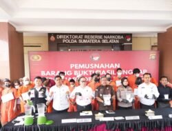 Polda Sumsel Musnahkan Barang Bukti Narkoba Senilai Rp 2,1 Miliyar,34 Ribu Jiwa Terselamatkan 